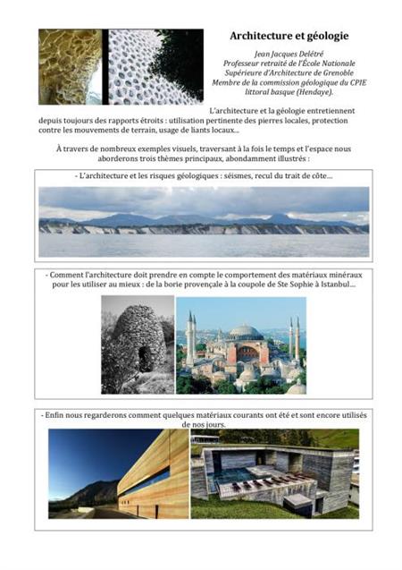 Conférence Architecture & géologie Conférence Architecture & géologie