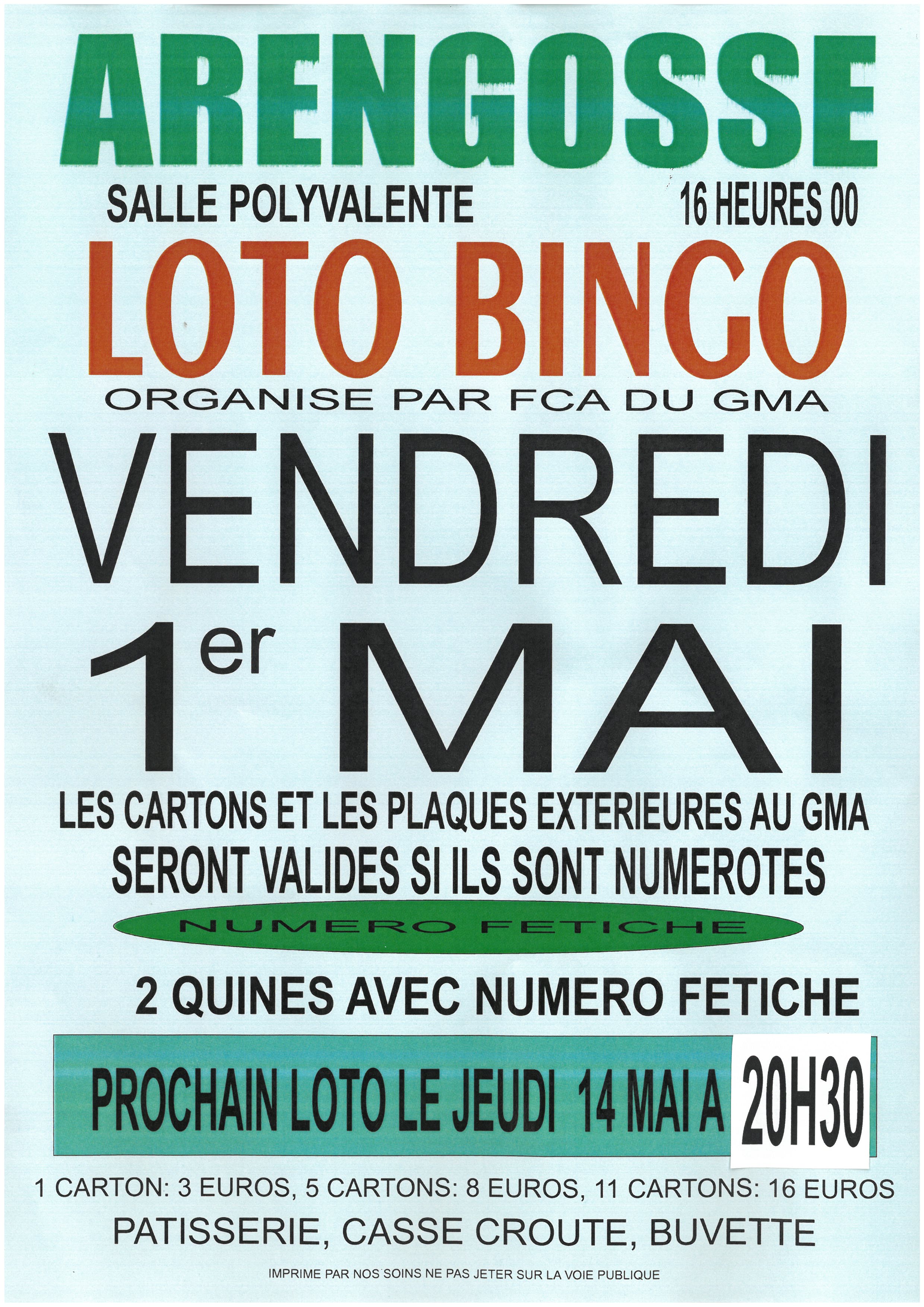 Loto Bingo du FCA du GMA — visuel événement