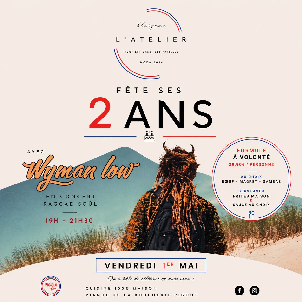 Le restaurant L'Atelier fête ses 2 ans — visuel événement