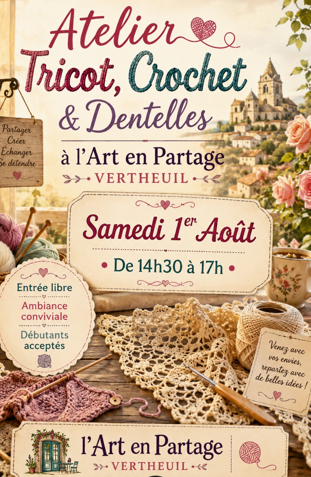 Atelier Tricot, Crochet & Dentelles à l'Art en Partage