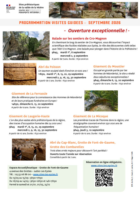 Le mois de septembre sur les Sites préhistoriques de la vallée de la Vézère