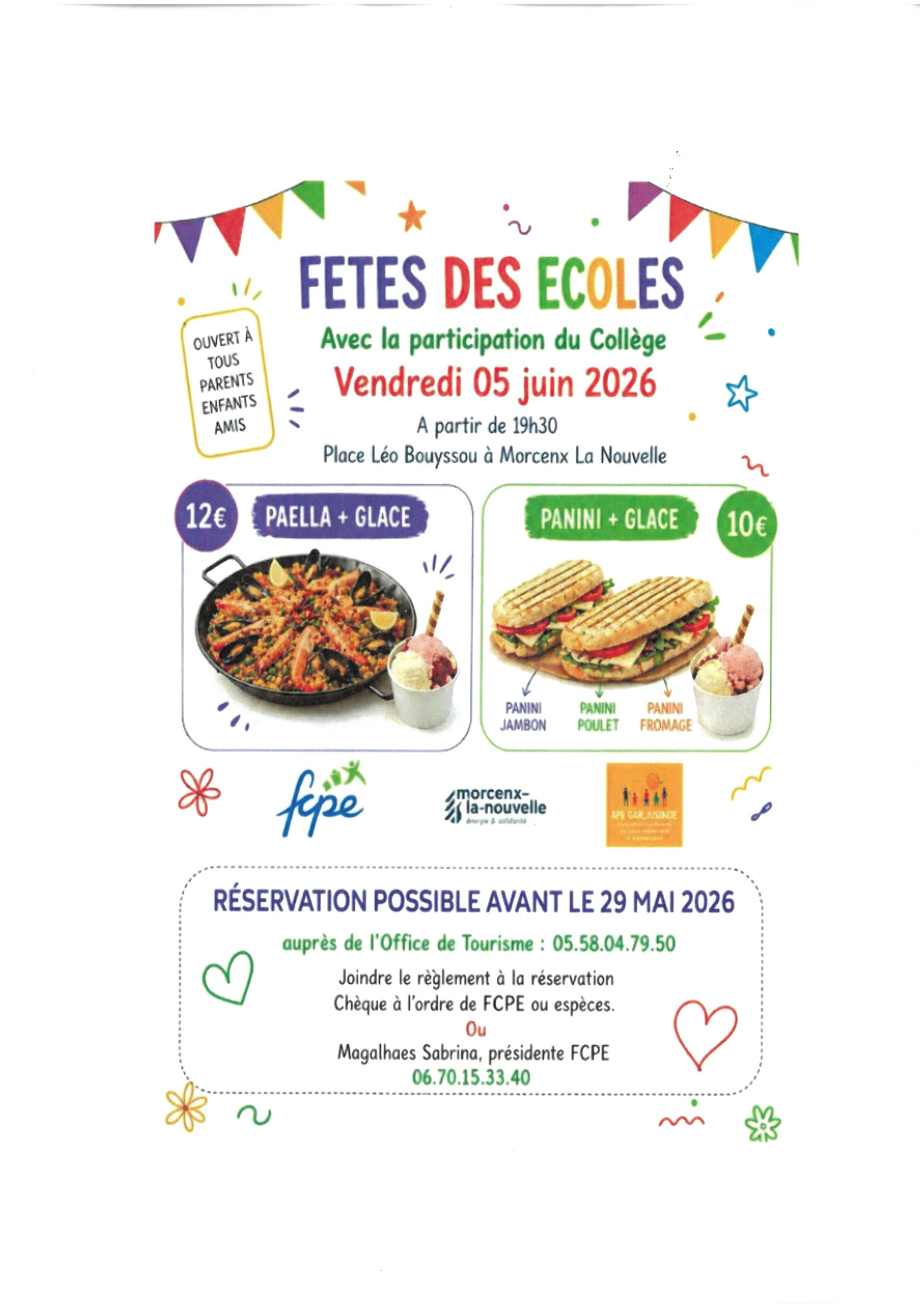 Fêtes des écoles -  FCPE Morcenx — visuel événement