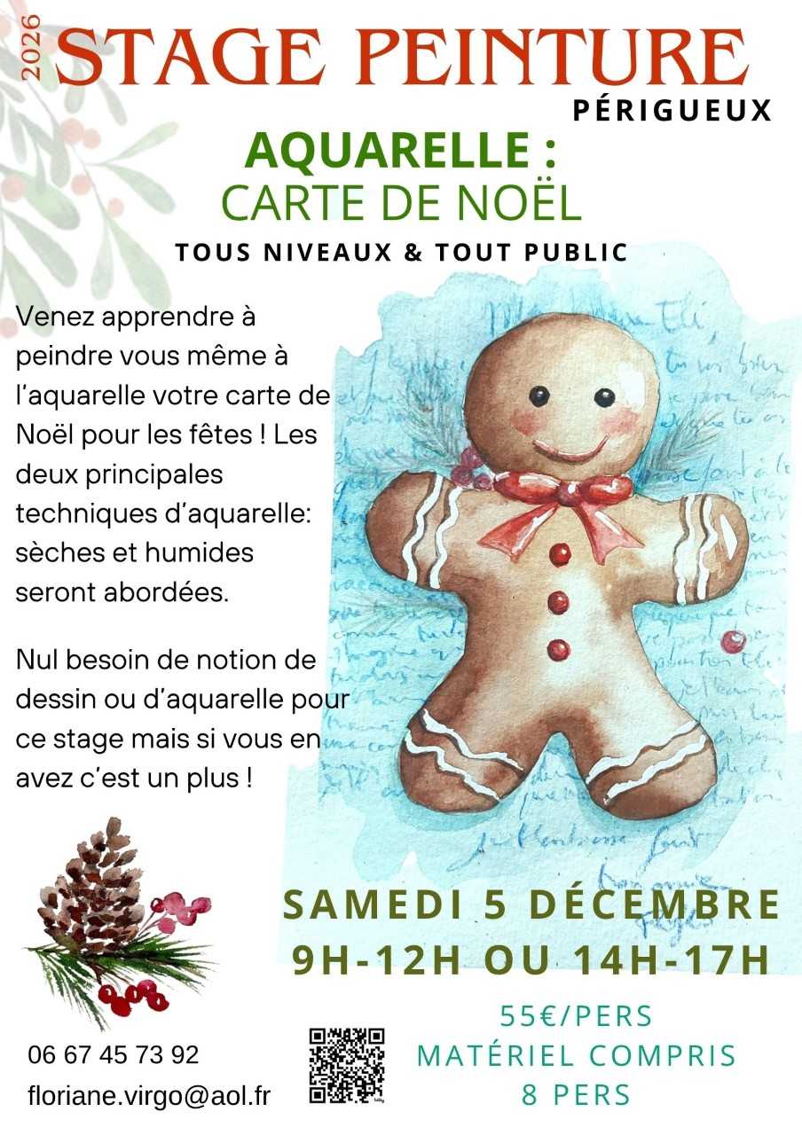 Stage peinture : Aquarelle - Carte de Noël par Floriane VIRGO