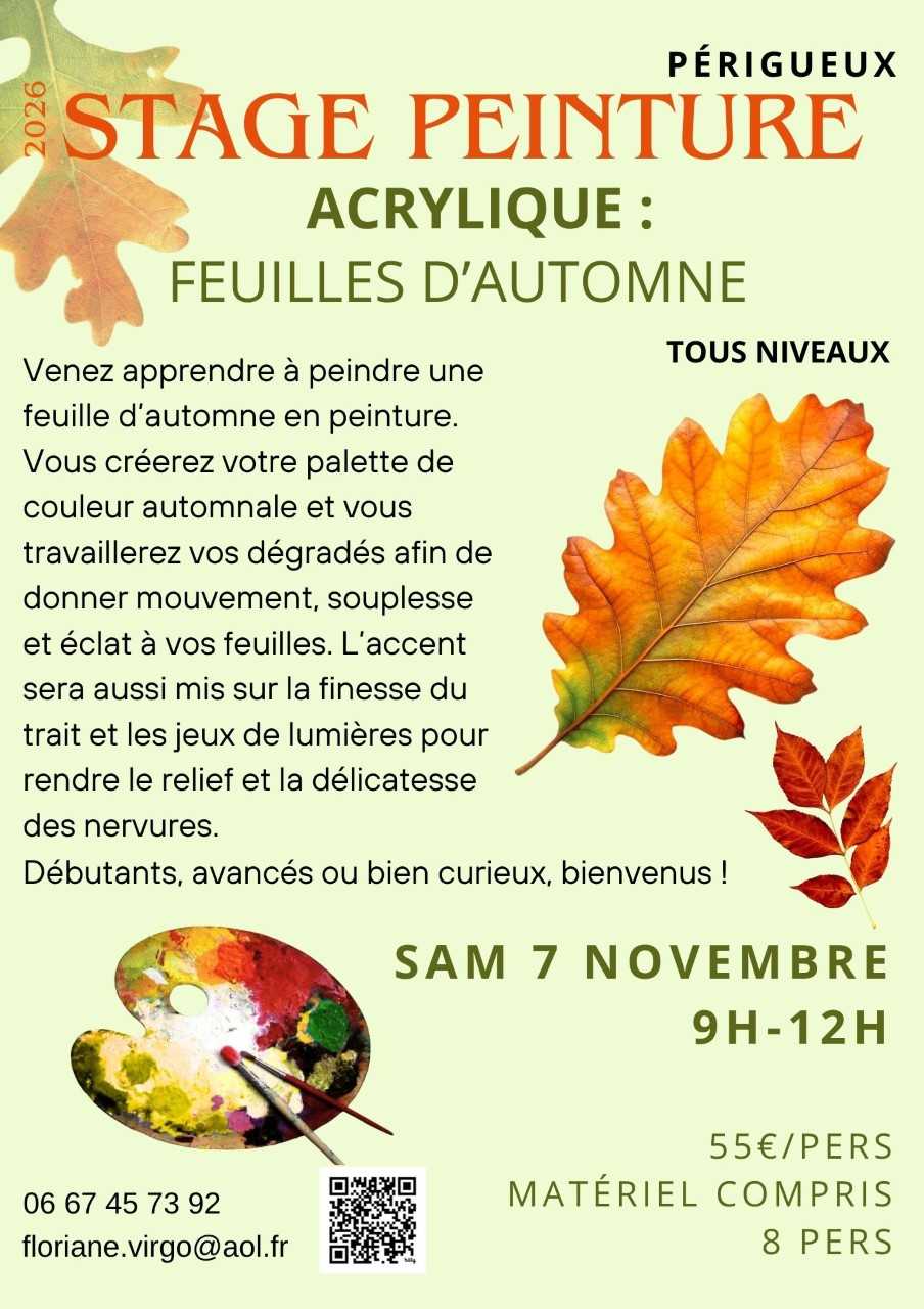 Stage dessin : Acrylique, feuilles d'automne par Floriane VIRGO