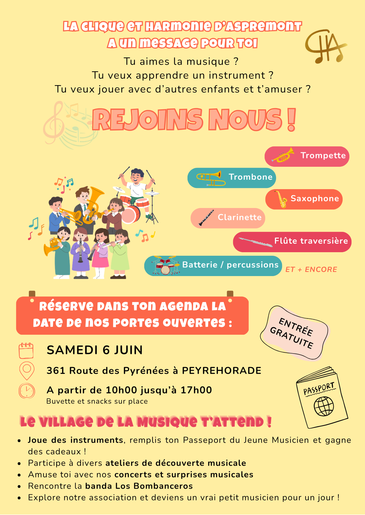 Portes ouvertes Clique et Harmonie d'Aspremont — visuel événement