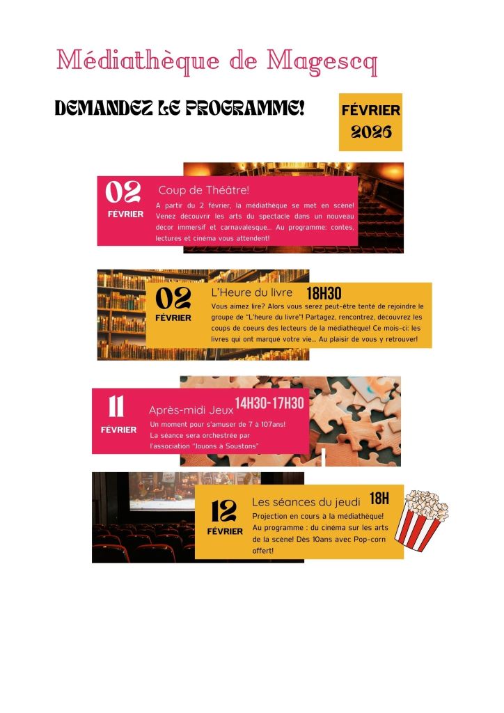Demandez le programme de la médiathèque de Magescq !