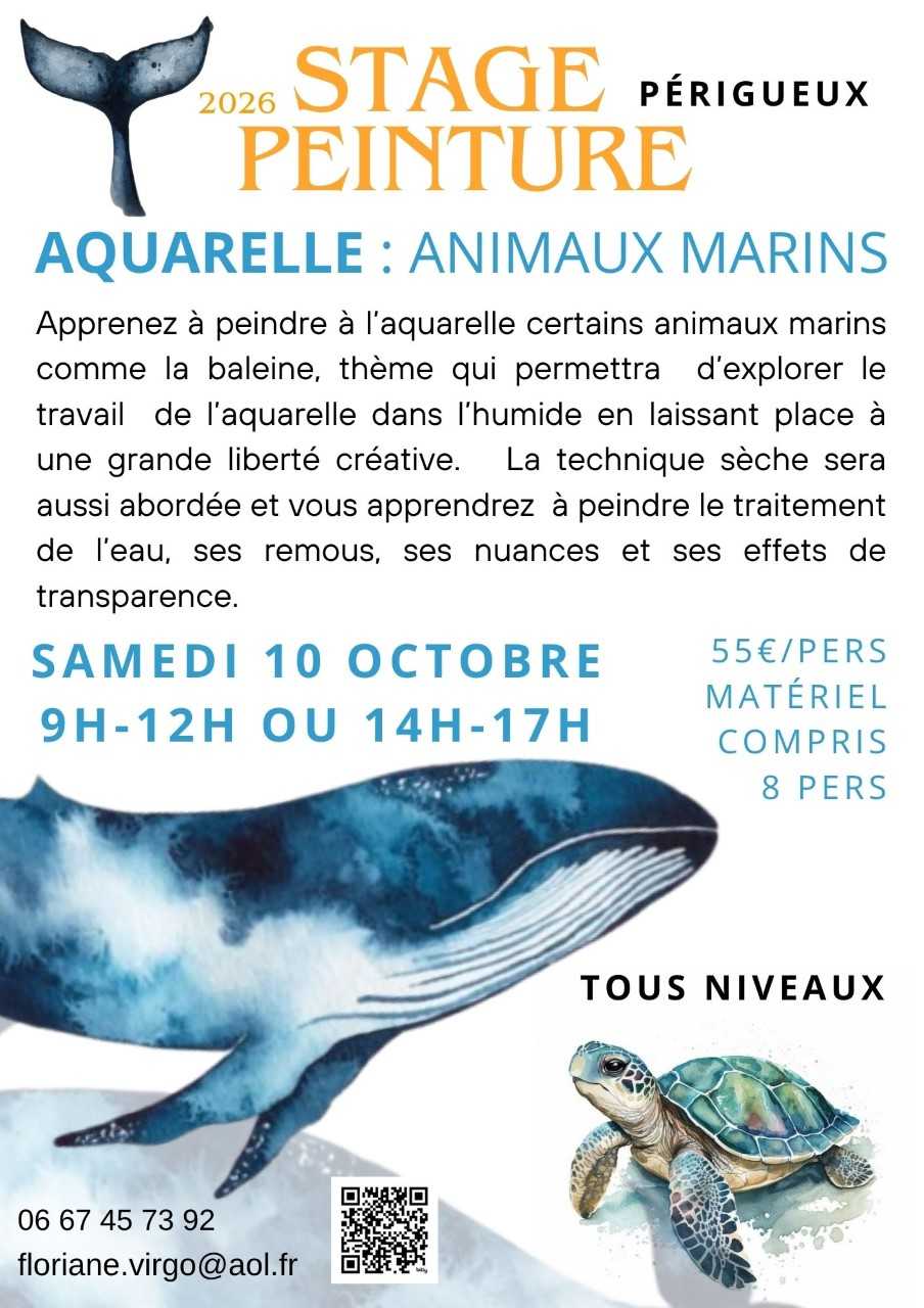 Stage peinture : Aquarelle - animaux marins par Floriane VIRGO