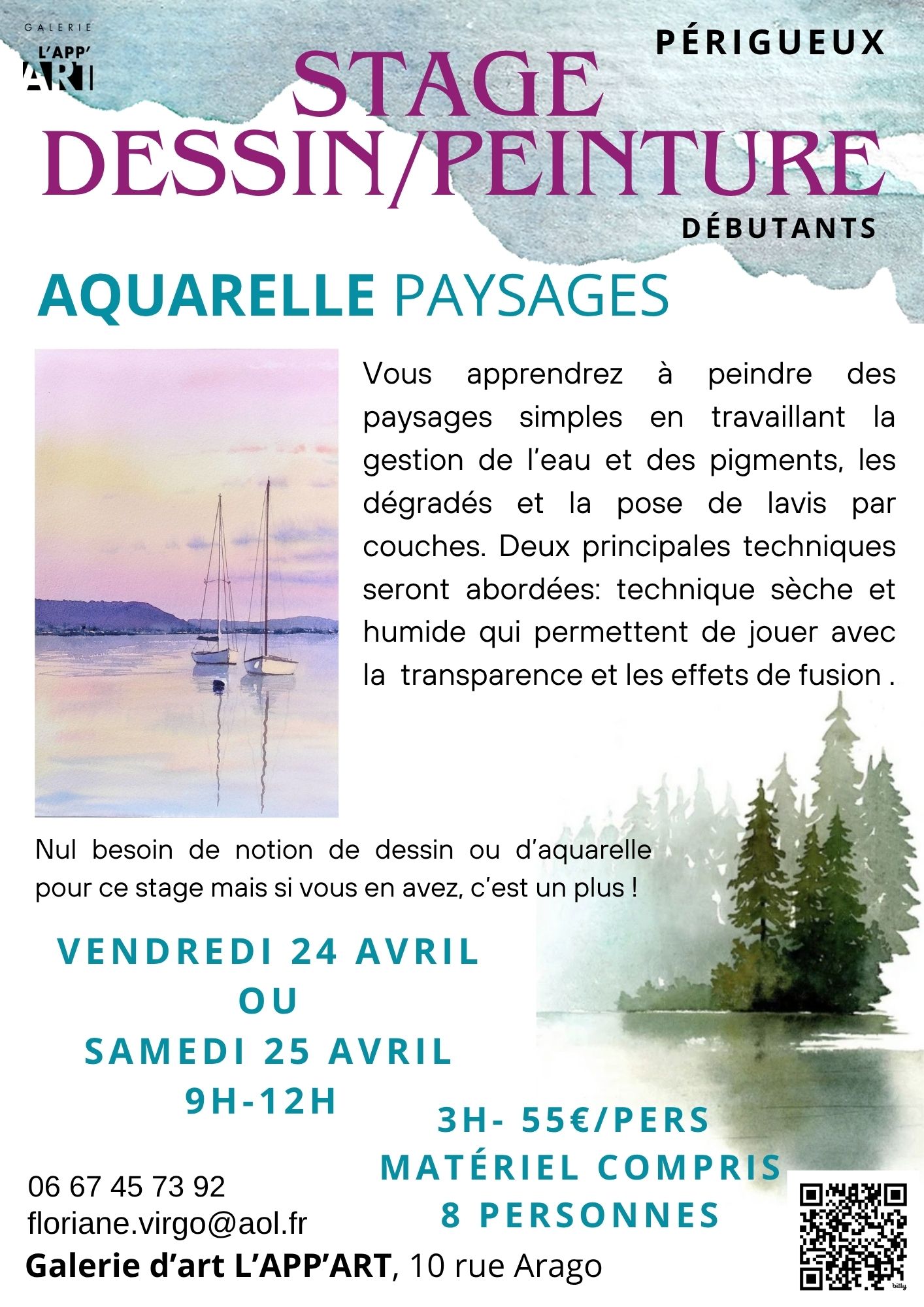 Stage dessin-peinture : Aquarelle - Paysages par Floriane VIRGO