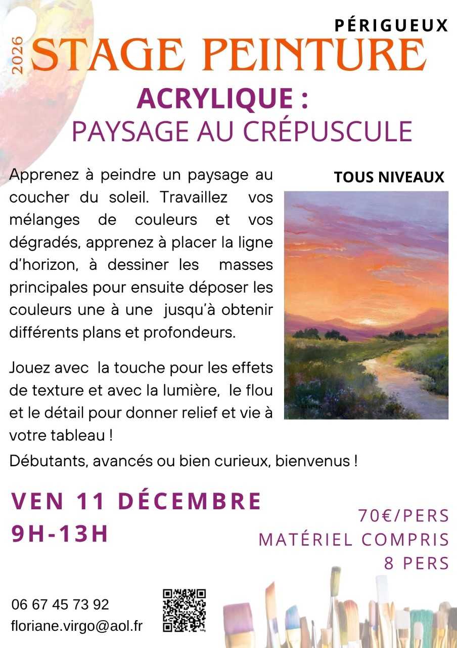 Stage peinture : Acrylique : Paysage au crépuscule par Floriane VIRGO