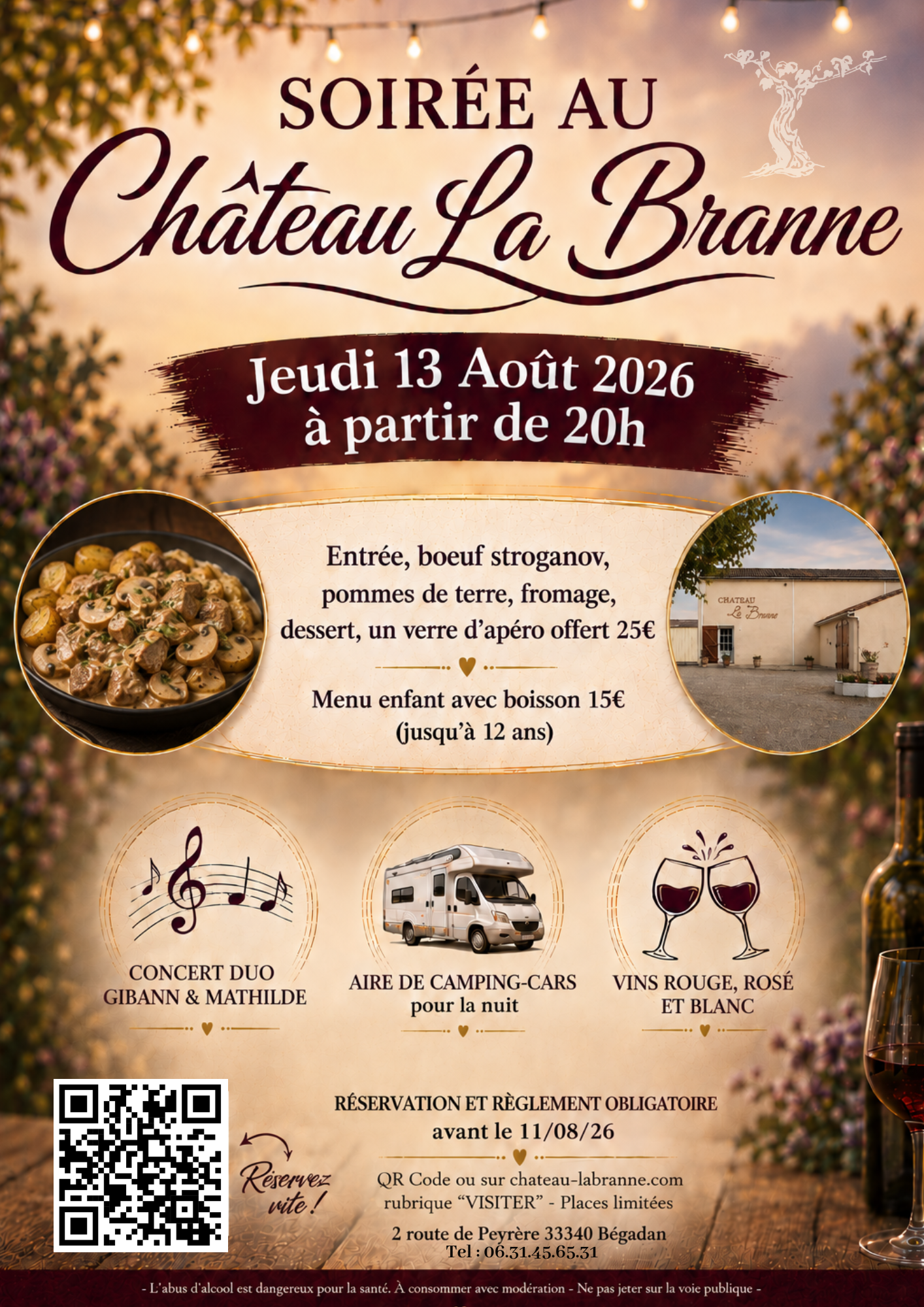 Soirée festive au Château La Branne