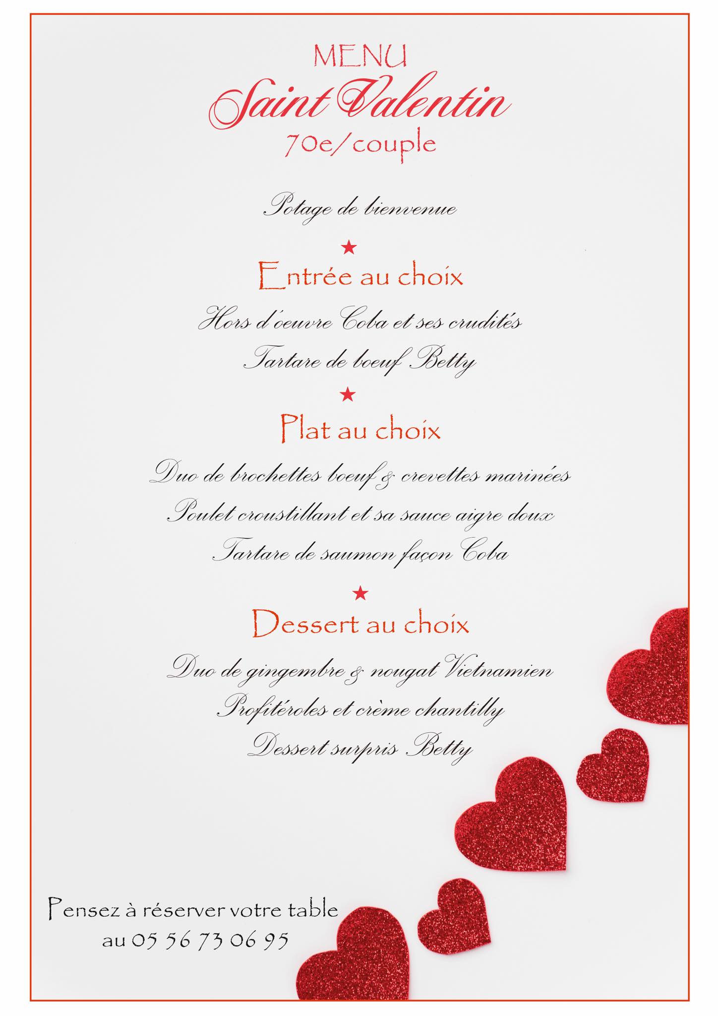 Saint-Valentin au restaurant le "Côba"