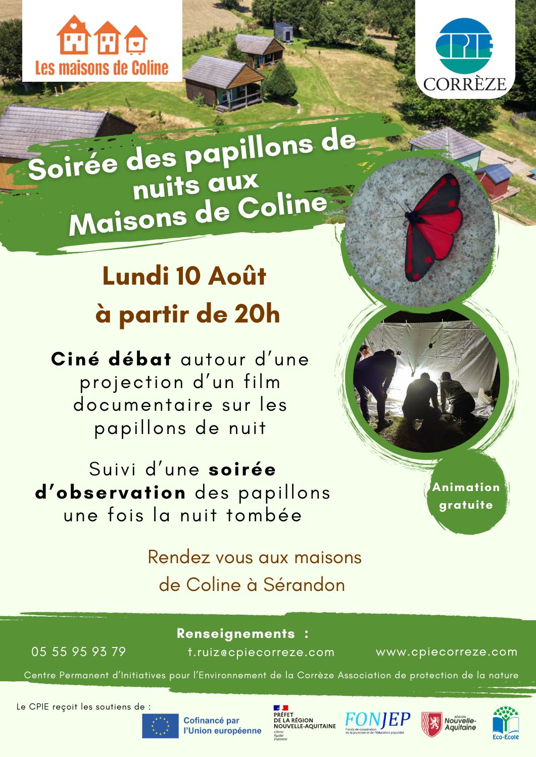Soirée des papillons de nuit aux Maisons de Coline — visuel événement