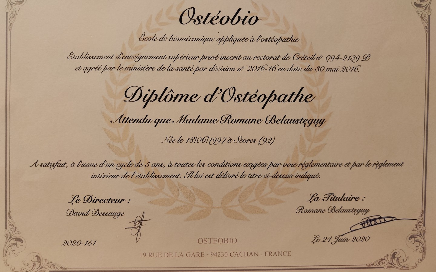 Ostéopathe - Mme Romane Belausteguy — photo 3