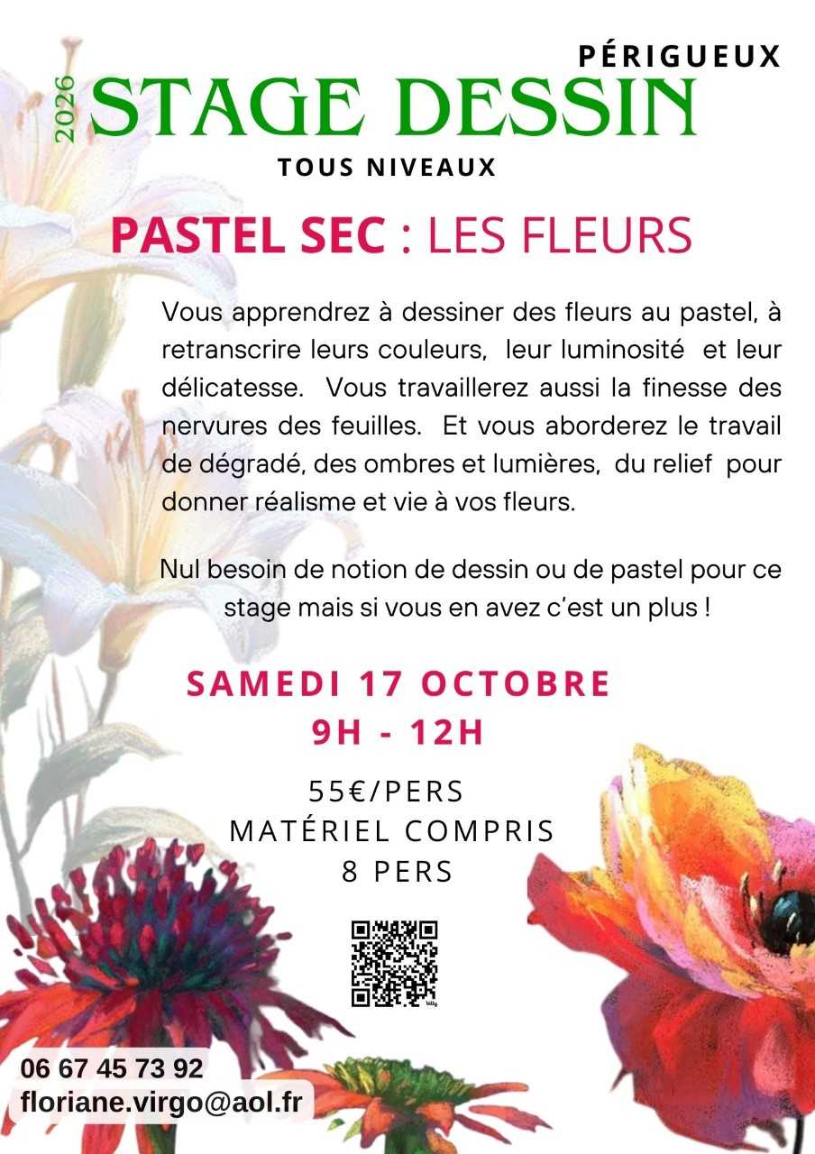 Stage dessin : Pastel sec - les fleurs par Floriane VIRGO