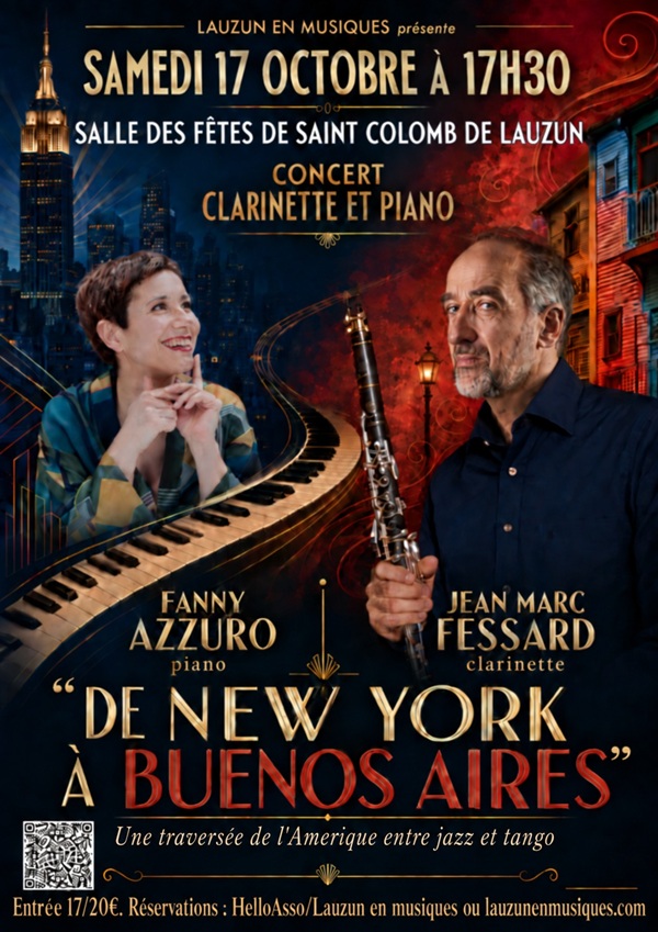 Concert pour clarinette et piano : de New York à Buenos Aires