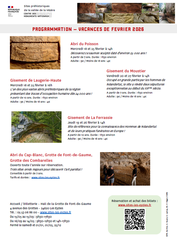 Les vacances d'hiver sur les Sites préhistoriques de la vallée de la Vézère