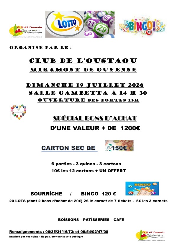 Loto du club de l'Oustaou