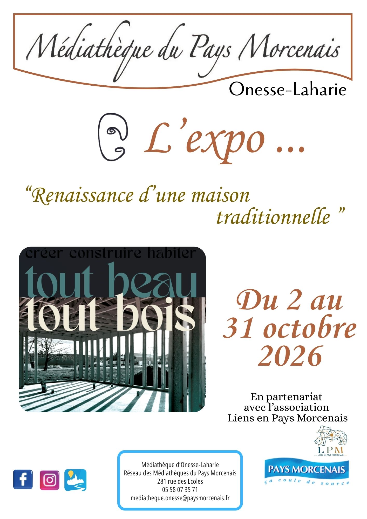 Exposition "Renaissance d'une maison traditionnelle" - Médiathèque Onesse-Laharie