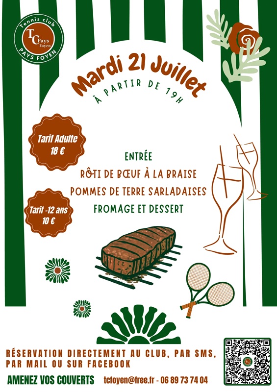 Quatre soirées estivales gourmandes au Tennis Club Pays Foyen