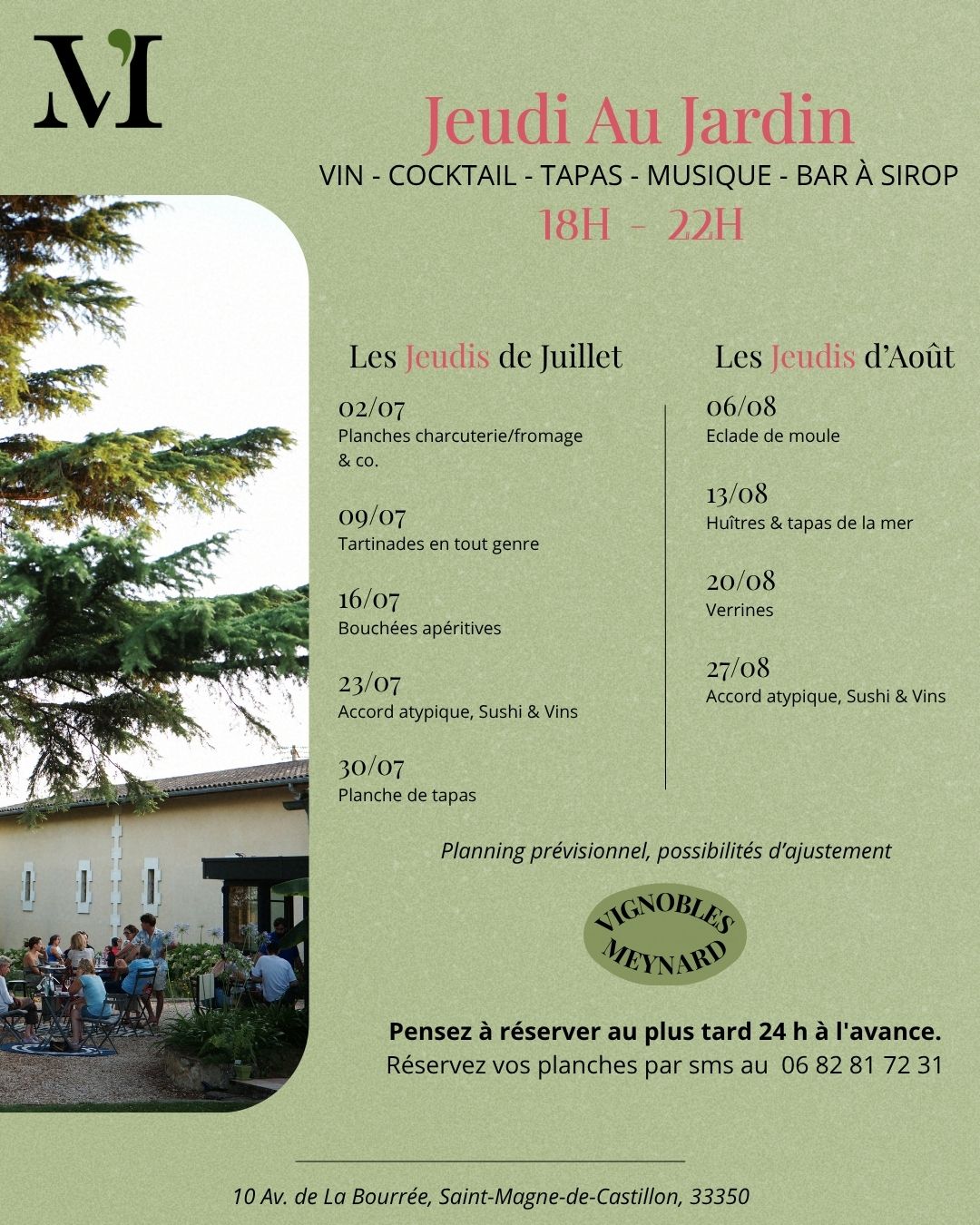 Jeudi au jardin aux Vignobles Meynard, Saint-Magne-de-Castillon