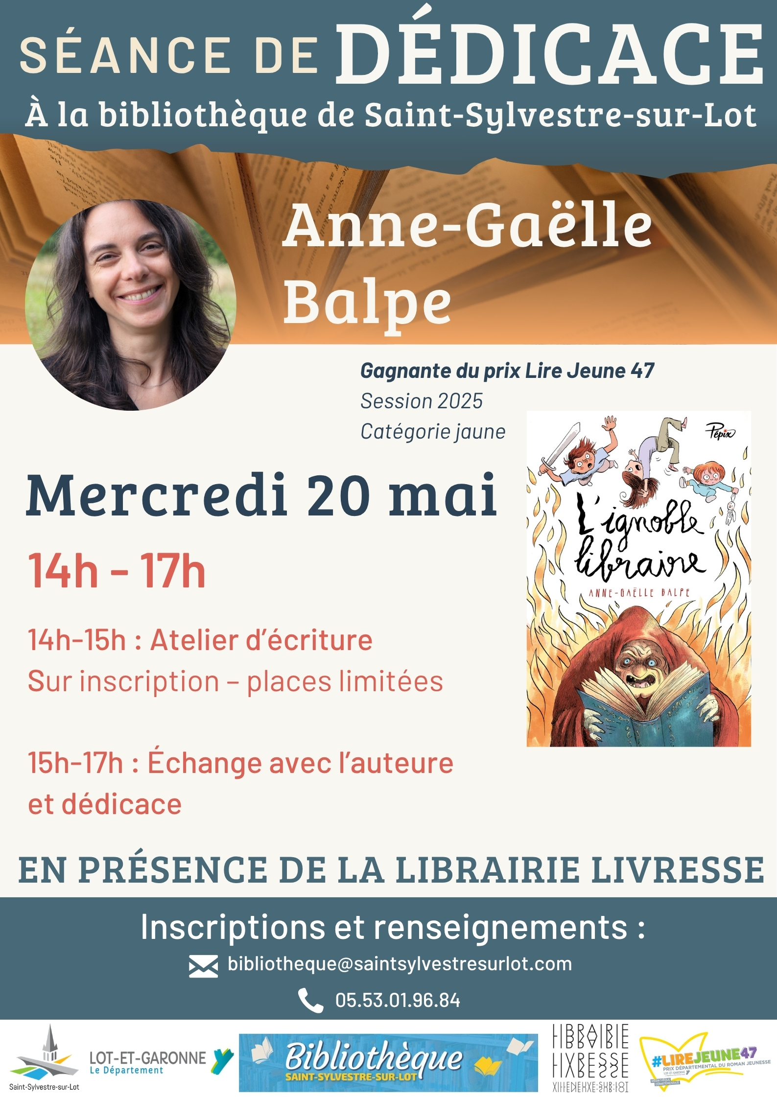 Séance de dédicace à la bibliothèque — visuel événement