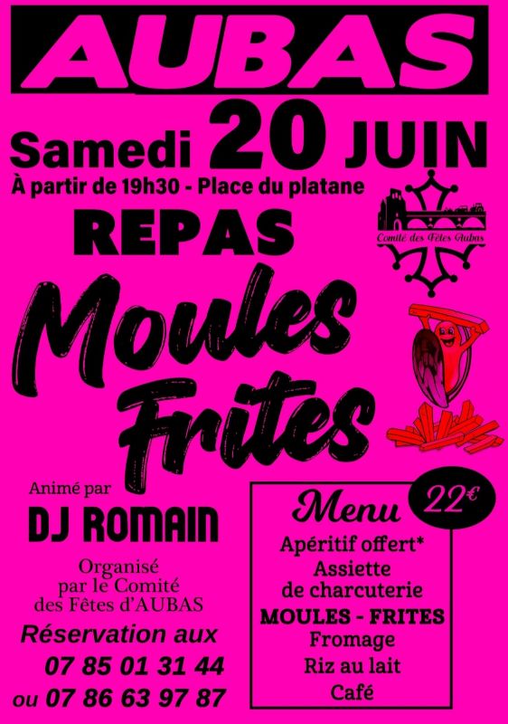Soirée moules-frites, Aubas