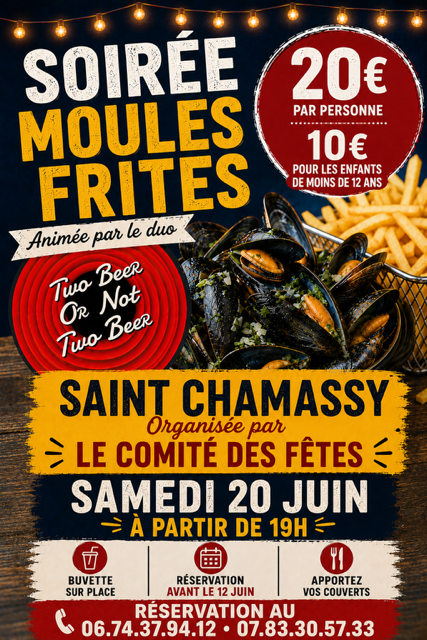 Soirée moules frites, Saint-Chamassy