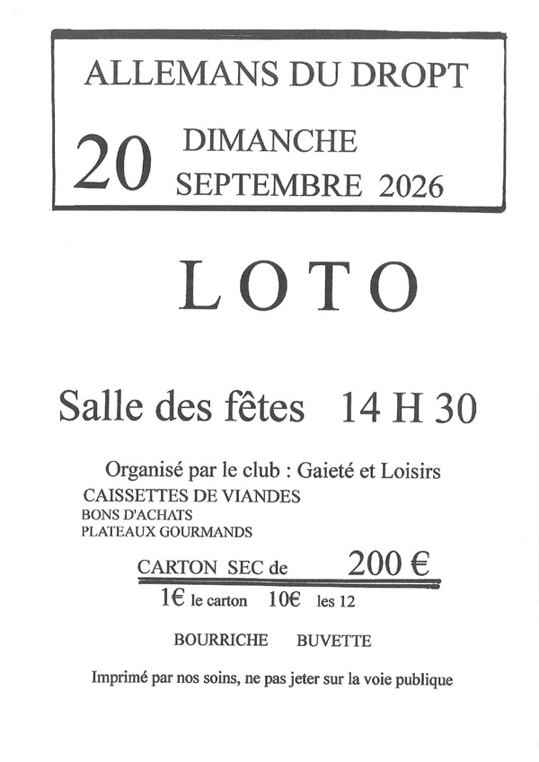 Loto du Club Gaieté et Loisirs
