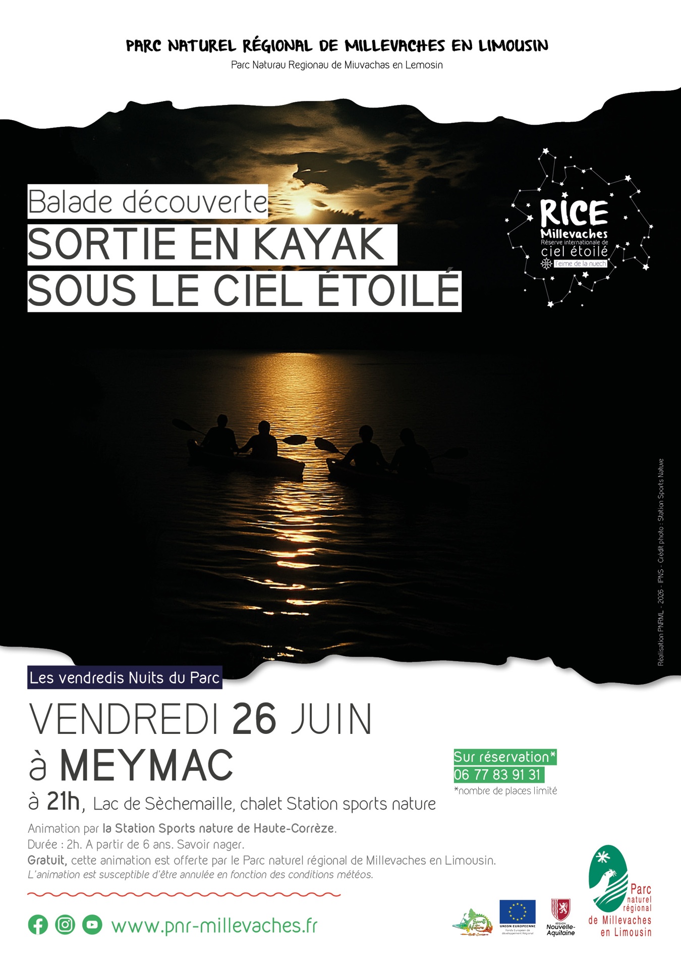 Sortie en kayak sous le ciel étoilé — visuel événement