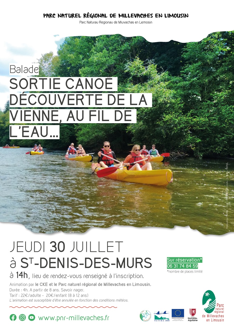 Sortie canoë : découverte de la Vienne, au fil de l'eau — visuel événement