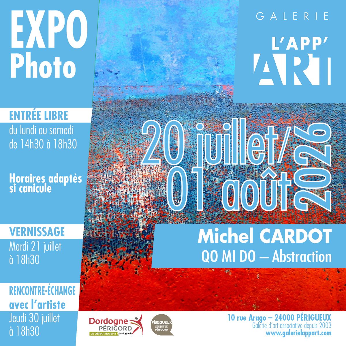 Affiche de l'événement Exposition - "QO MI DO - Abstraction" par Michel CARDOT - Galerie l'App'Art