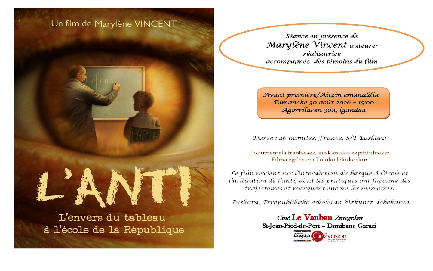 Ciné-rencontre "L'anti" avec l'auteure-réalisatrice