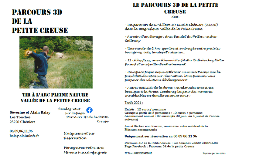 Parcours 3D de la petite creuse