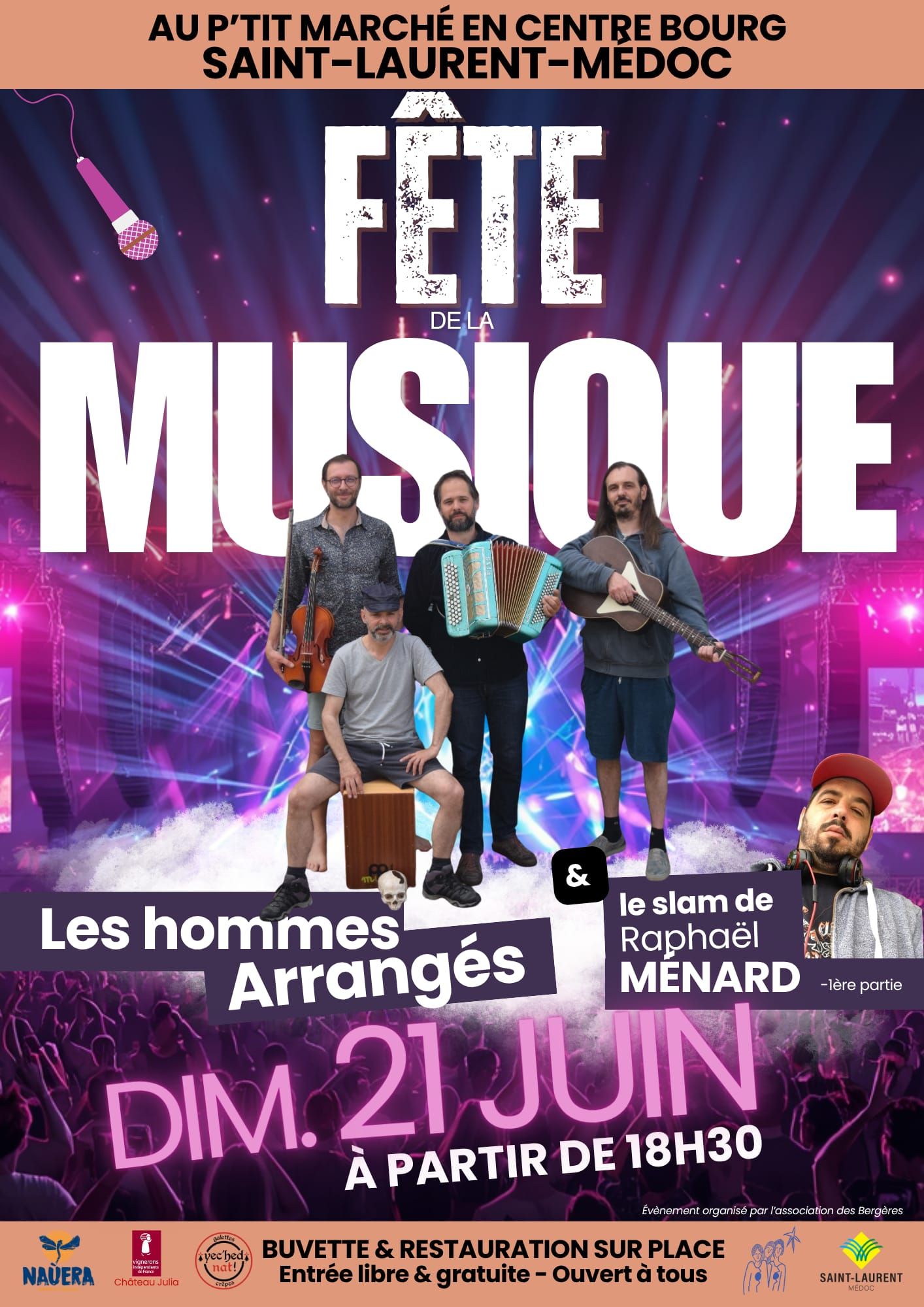Fête de la musique les Hommes Arrangés & le Slam de Raphaël Menard