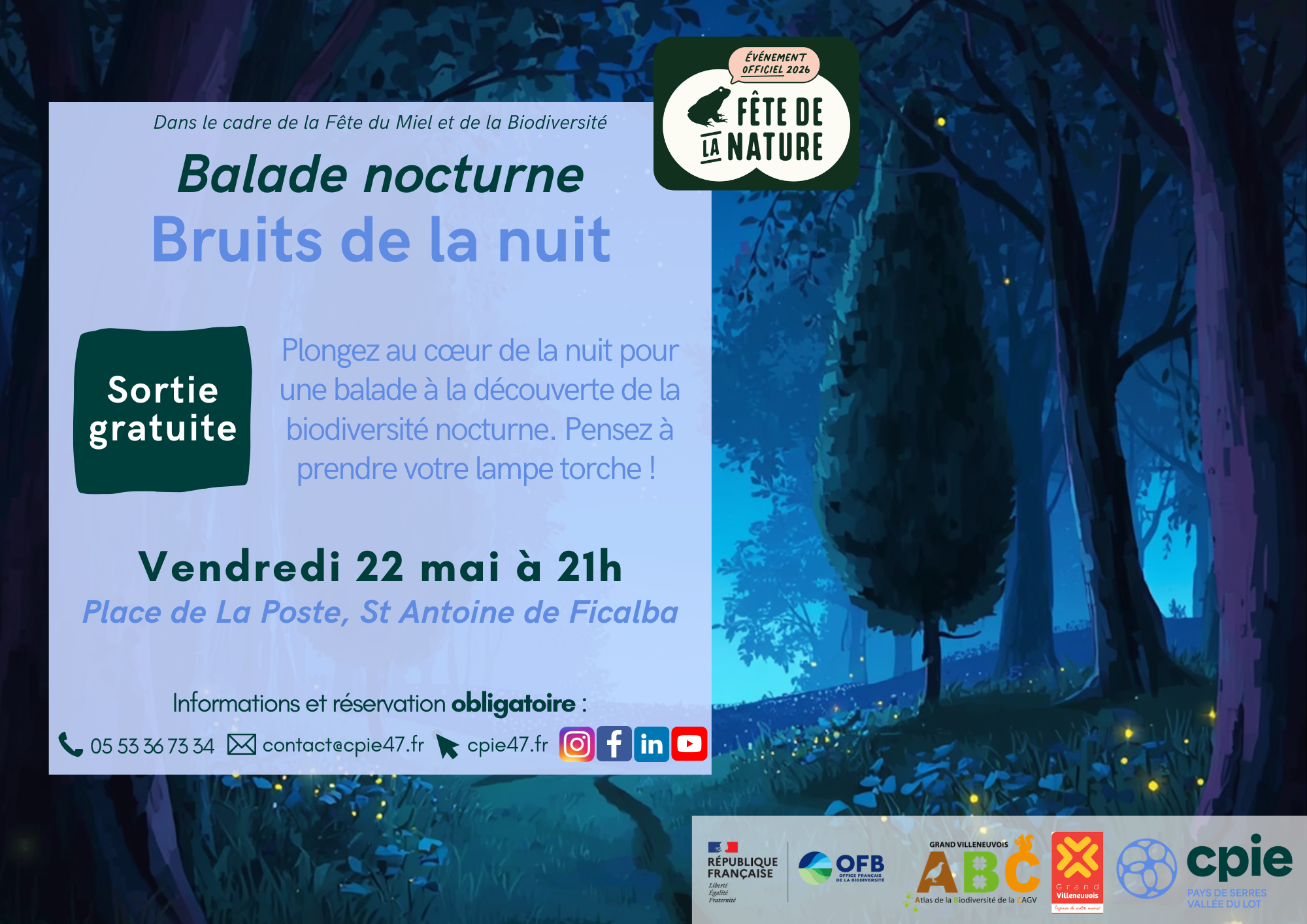 Balade nature à l'écoute des bruits de la nuit — visuel événement