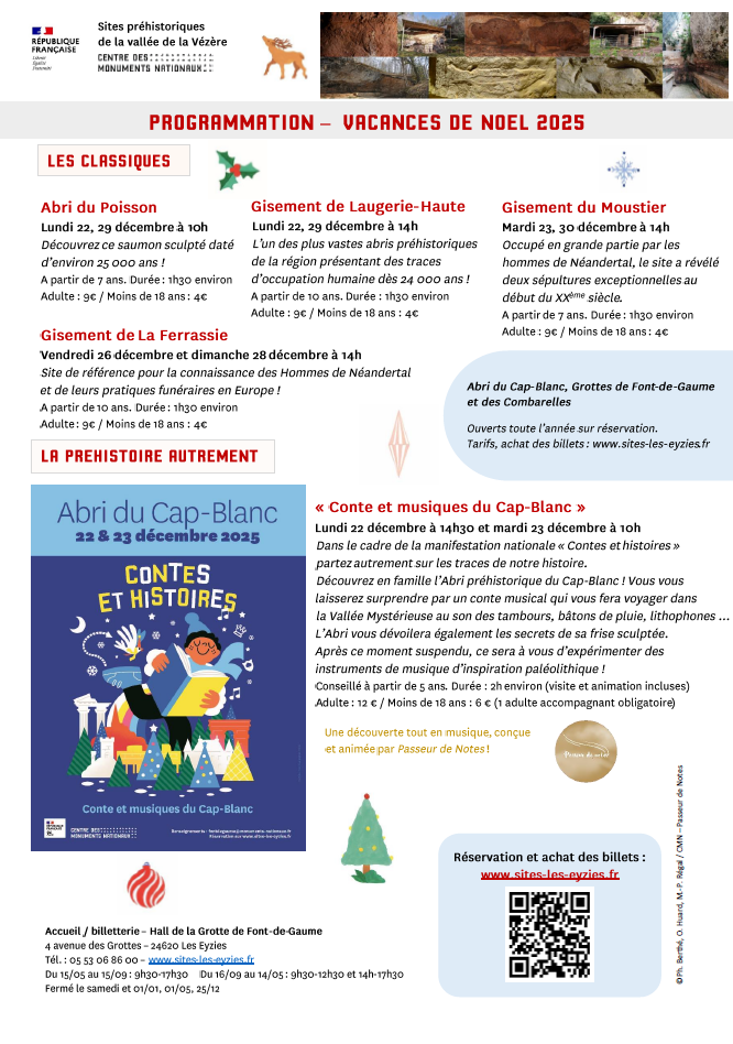 Les vacances de Noël sur les Sites préhistoriques de la vallée de la Vézère