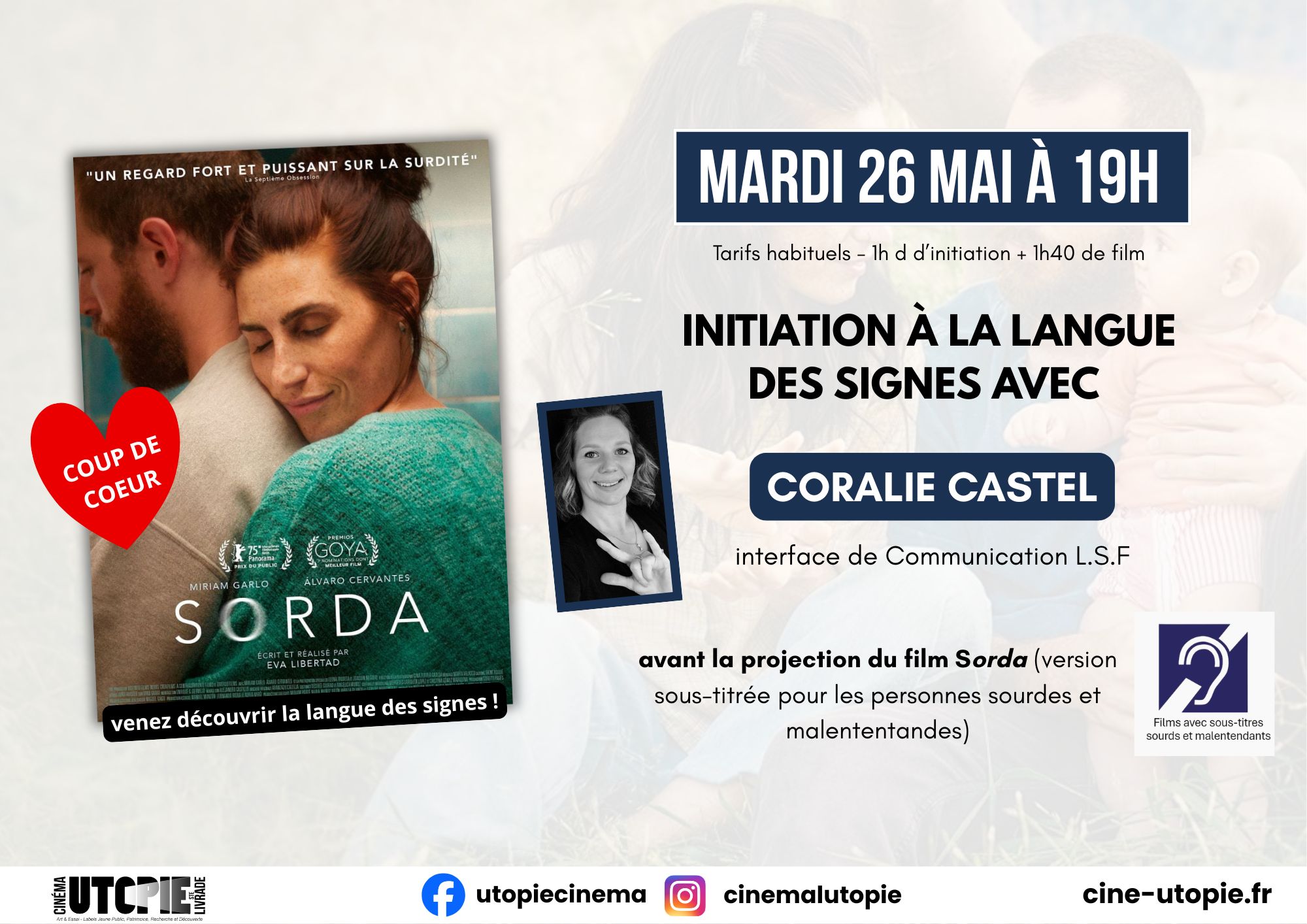 Sorda - Projection avec initiation à la langue des signes — visuel événement