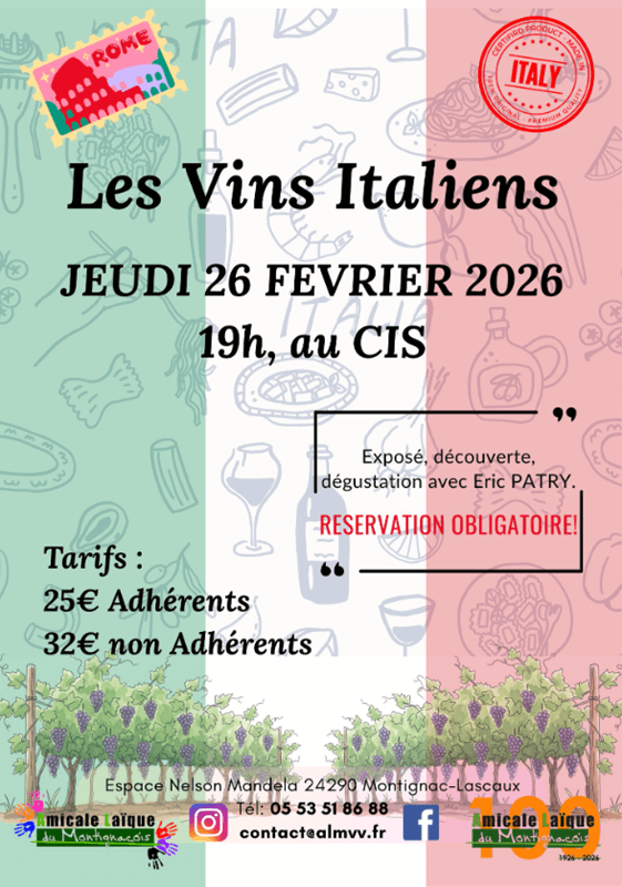 Atelier oenologie : les vins italiens