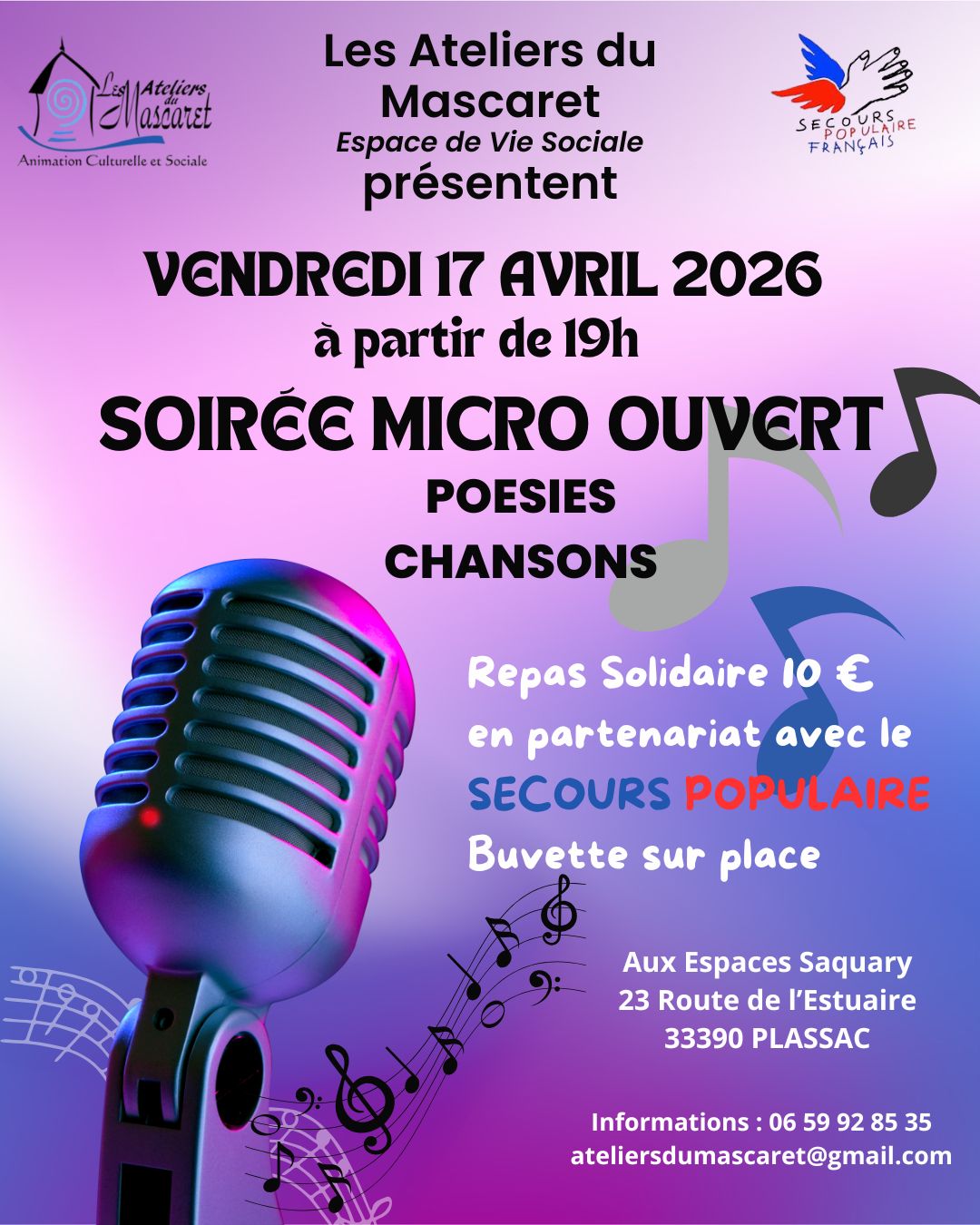 Soirée micro ouvert "poésies et chansons" — visuel événement