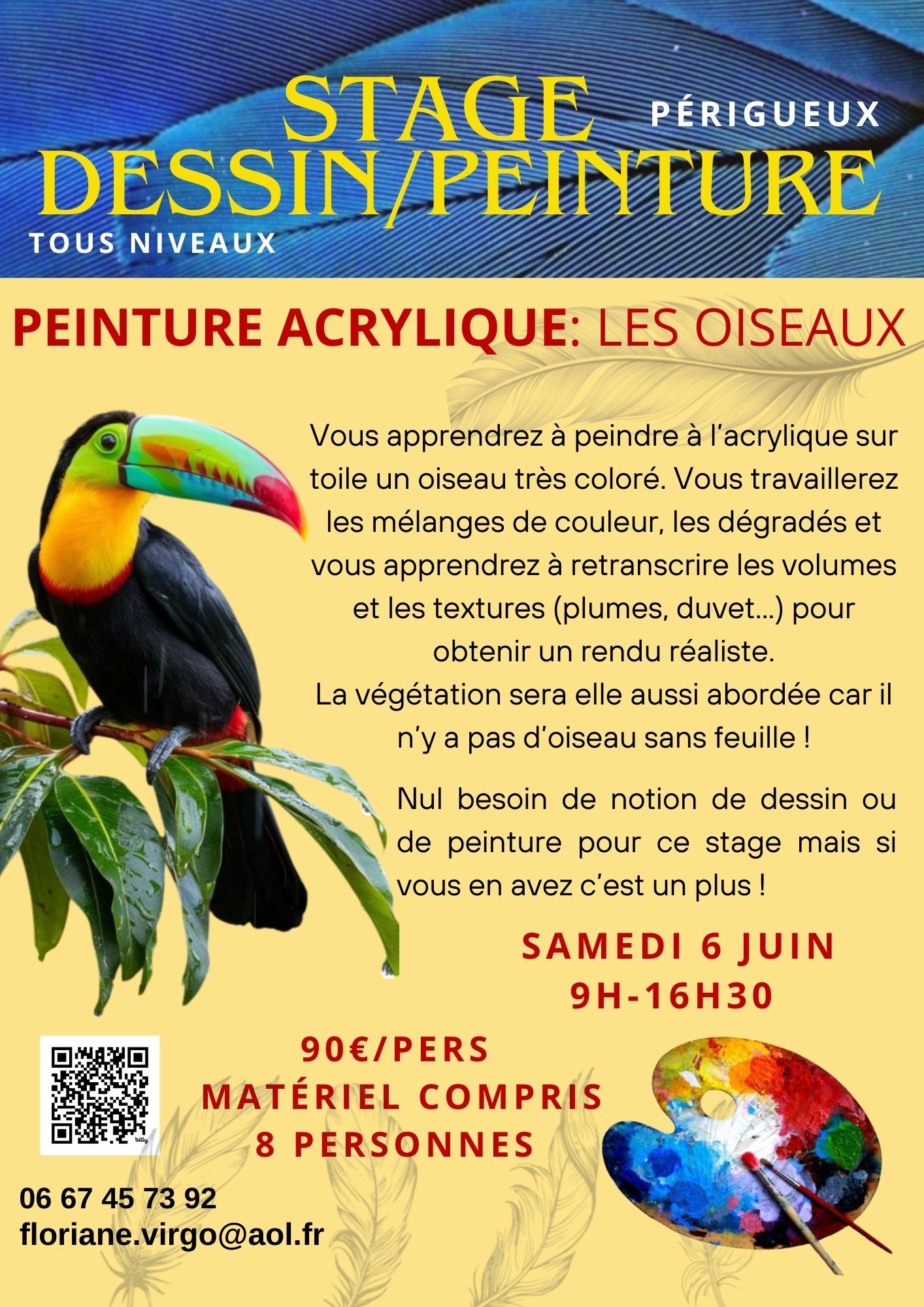 Stage dessin-peinture : Peinture Acrylique - Les oiseaux
