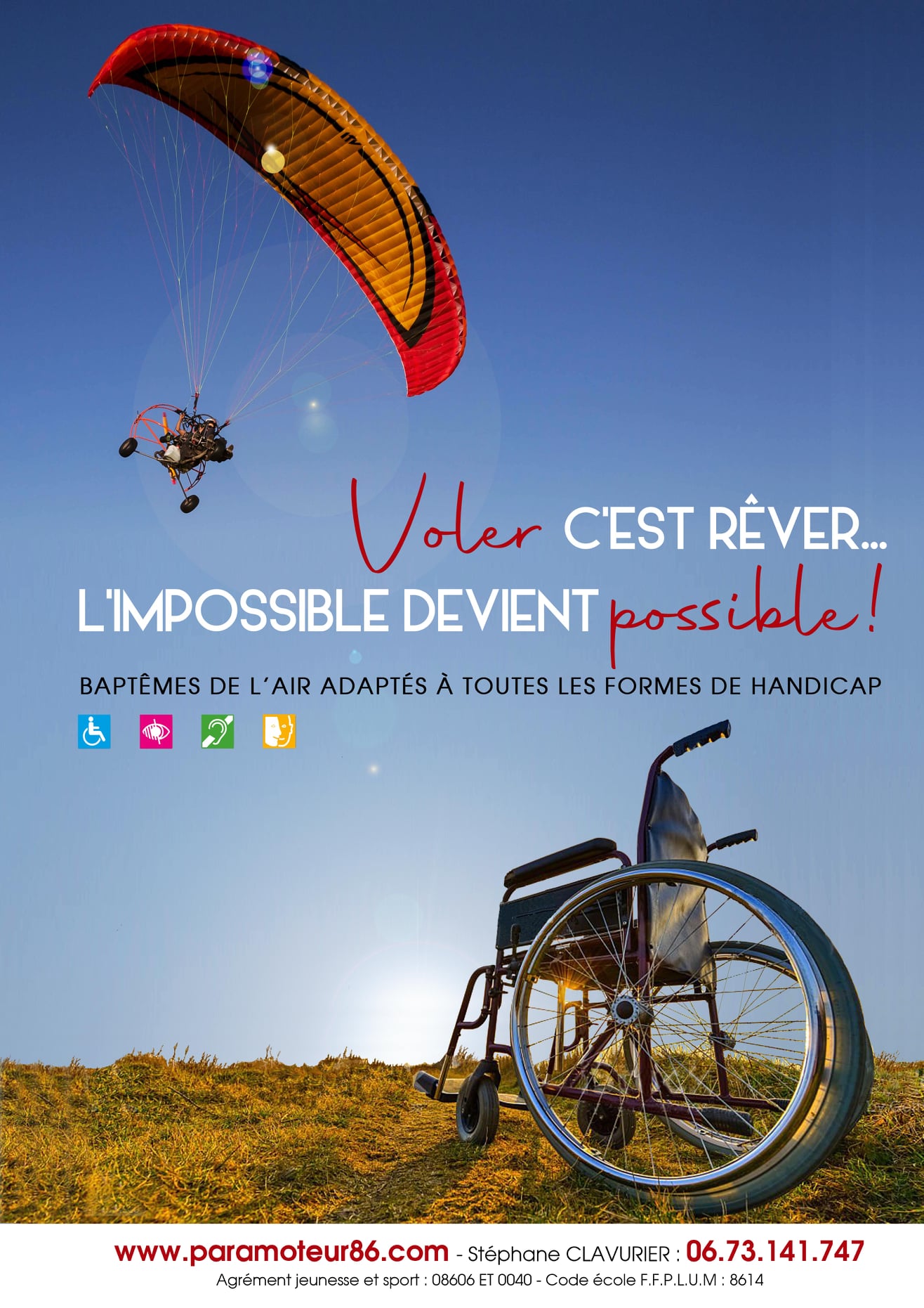 Baptême de l'air en parapente à moteur