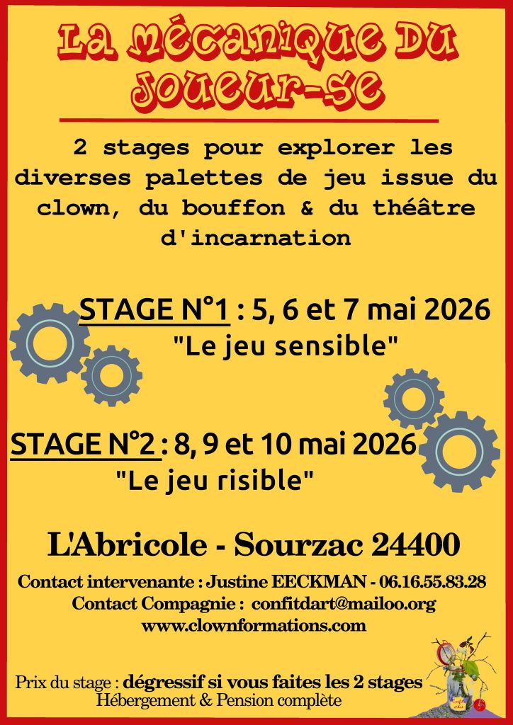 Stages de Clown : "La Mécanique du Joueur-euse", Sourzac