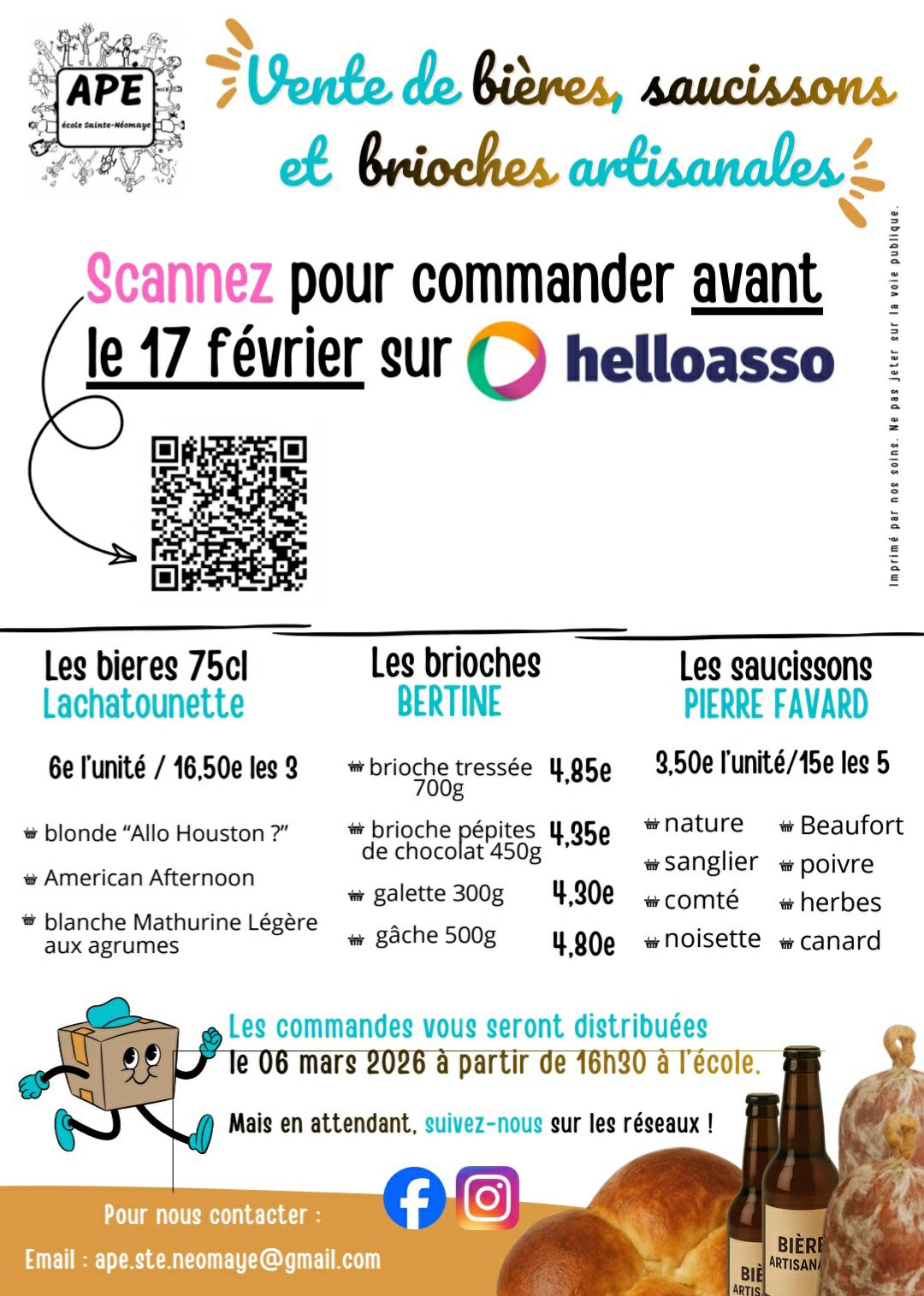 Vente de bières, saucissons et brioches artisanales