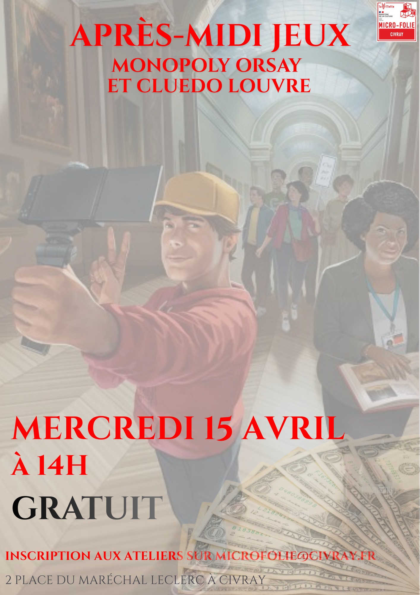 Après-midi jeux de société spécial Monopoly Musée d'Orsay et Cluedo Louvre