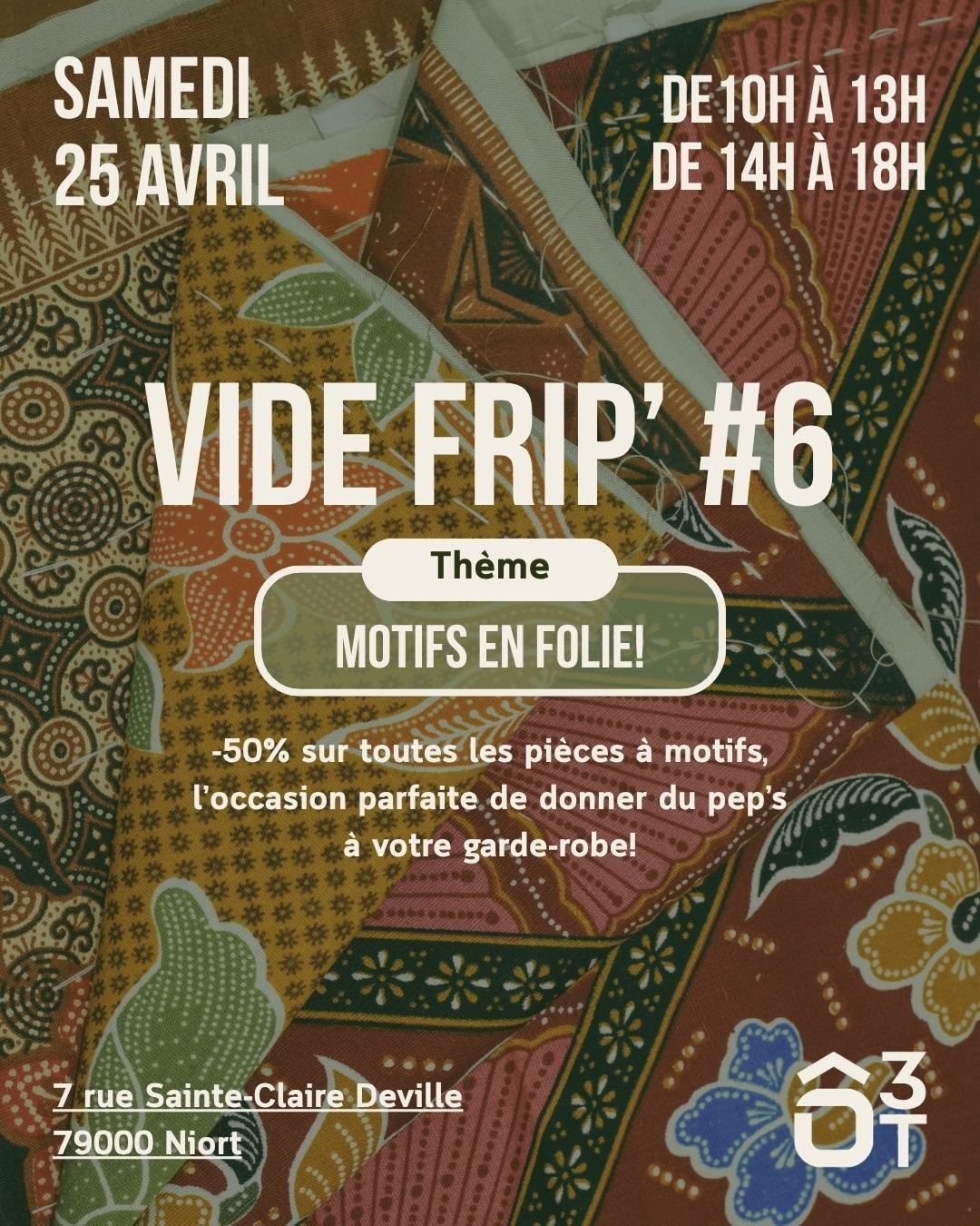 Vide frip’ à Ô3T 0 Niort — visuel événement