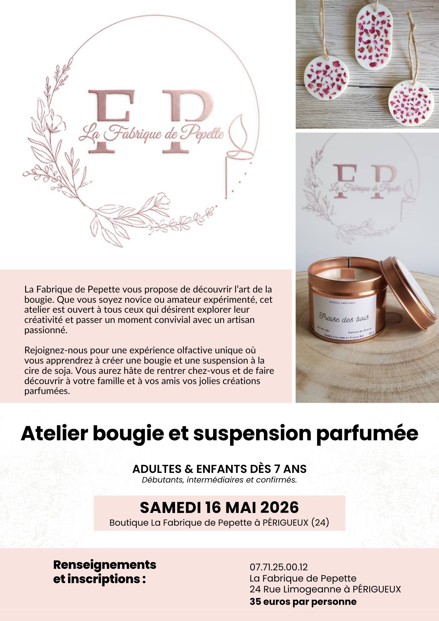 Atelier bougie et suspension parfumé — visuel événement