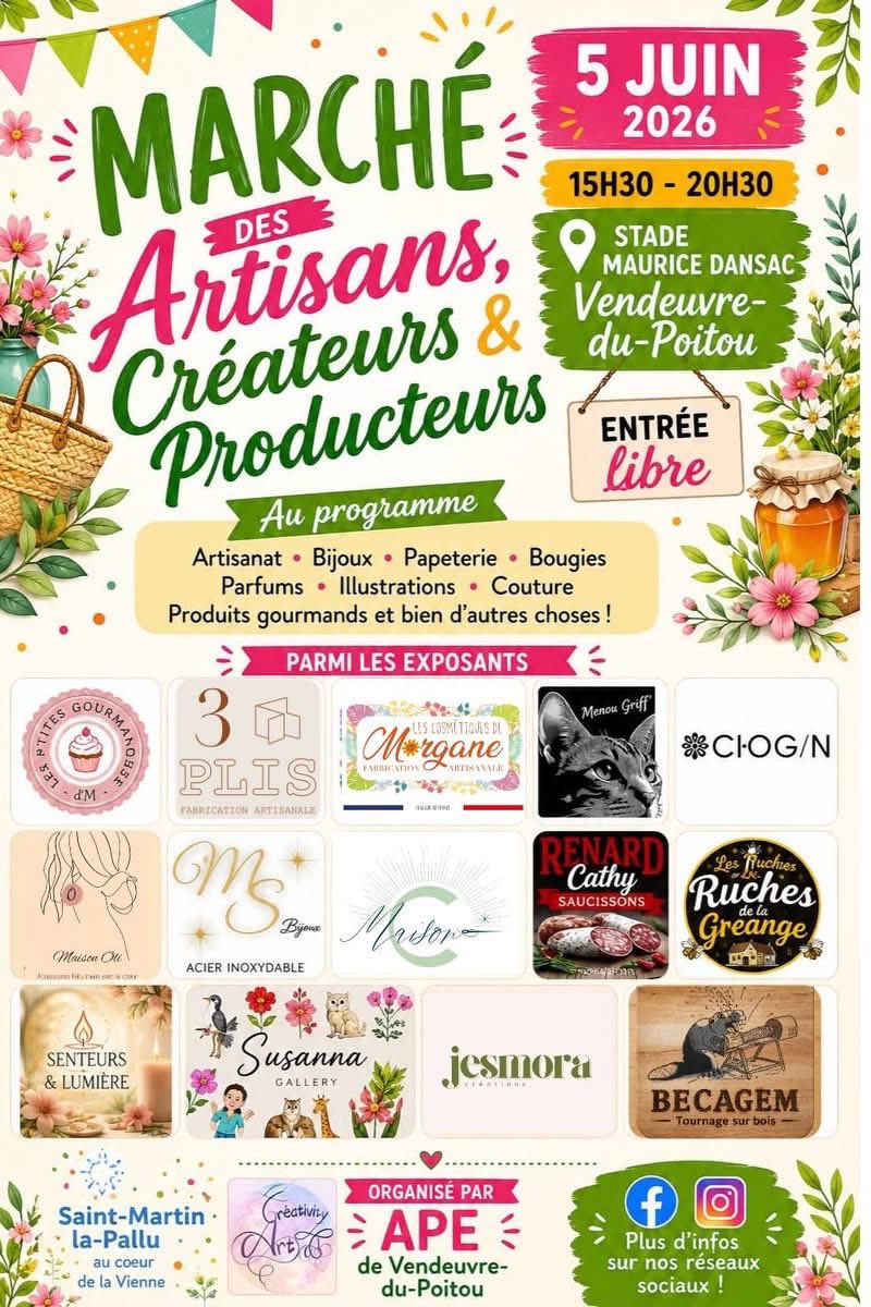 affiche du marché des artisans à vendeuvre