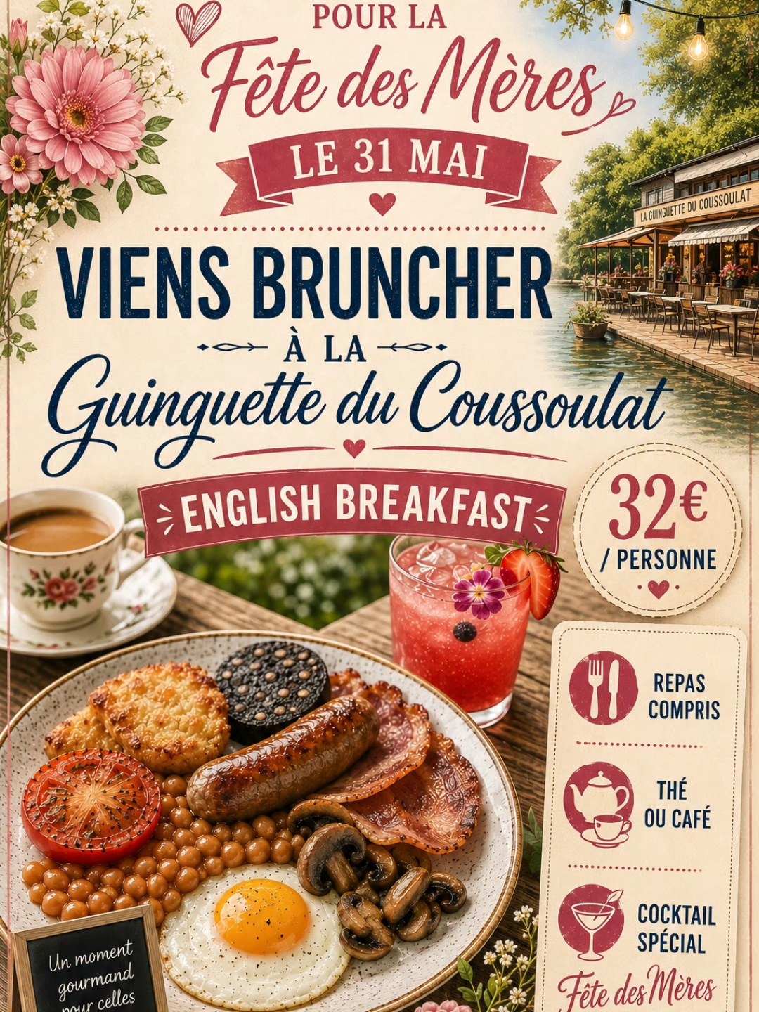 Brunch fête des mères à la Guiguette du Coussoulat — visuel événement