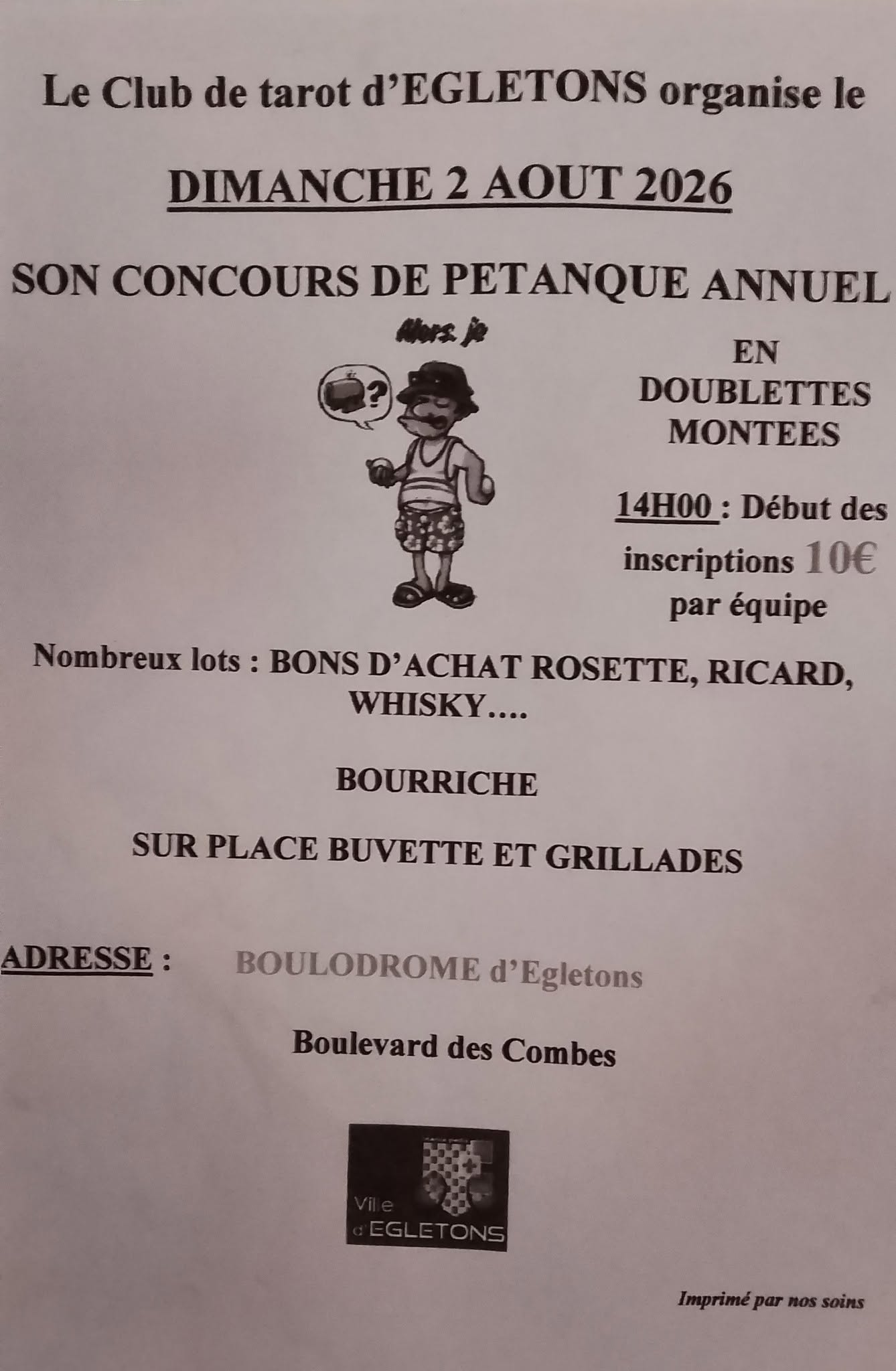 Concours de pétanque en doublette