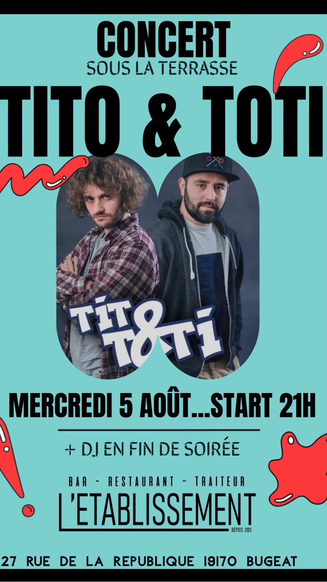 Concert Tito & Toti à l'Etablissement